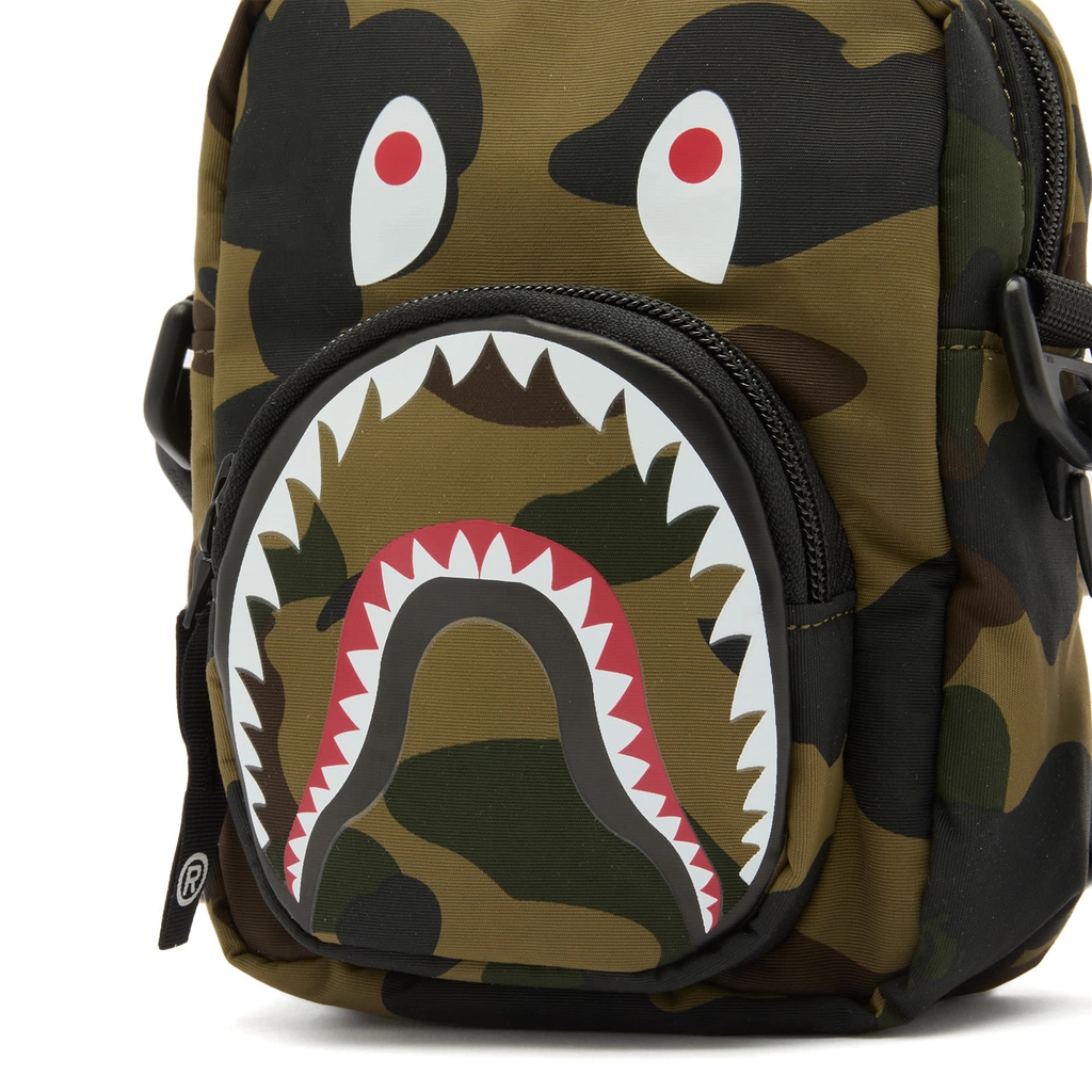 A Bathing Ape Men's 1St Camo Shark Mini Bag Green